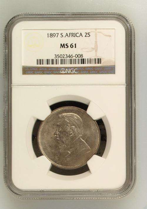 *** A Real Gem *** ZAR 1897 Two Shillings - NGC Graded MS61 - Hern's UNC Value = R4,500.00